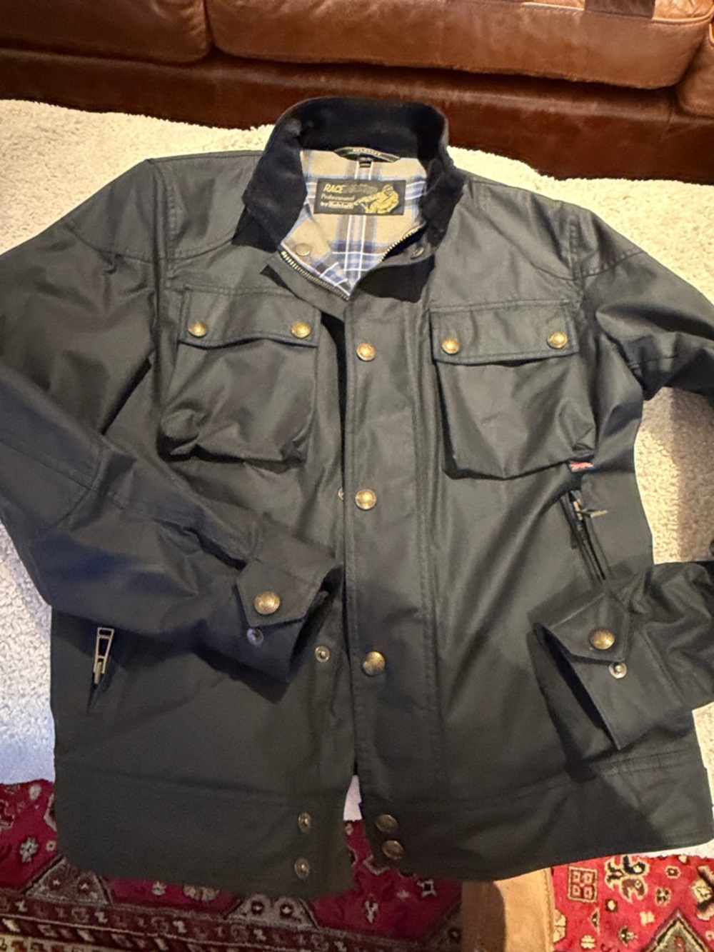 Waxed Cotton bomber Field race master Jacket - Navy